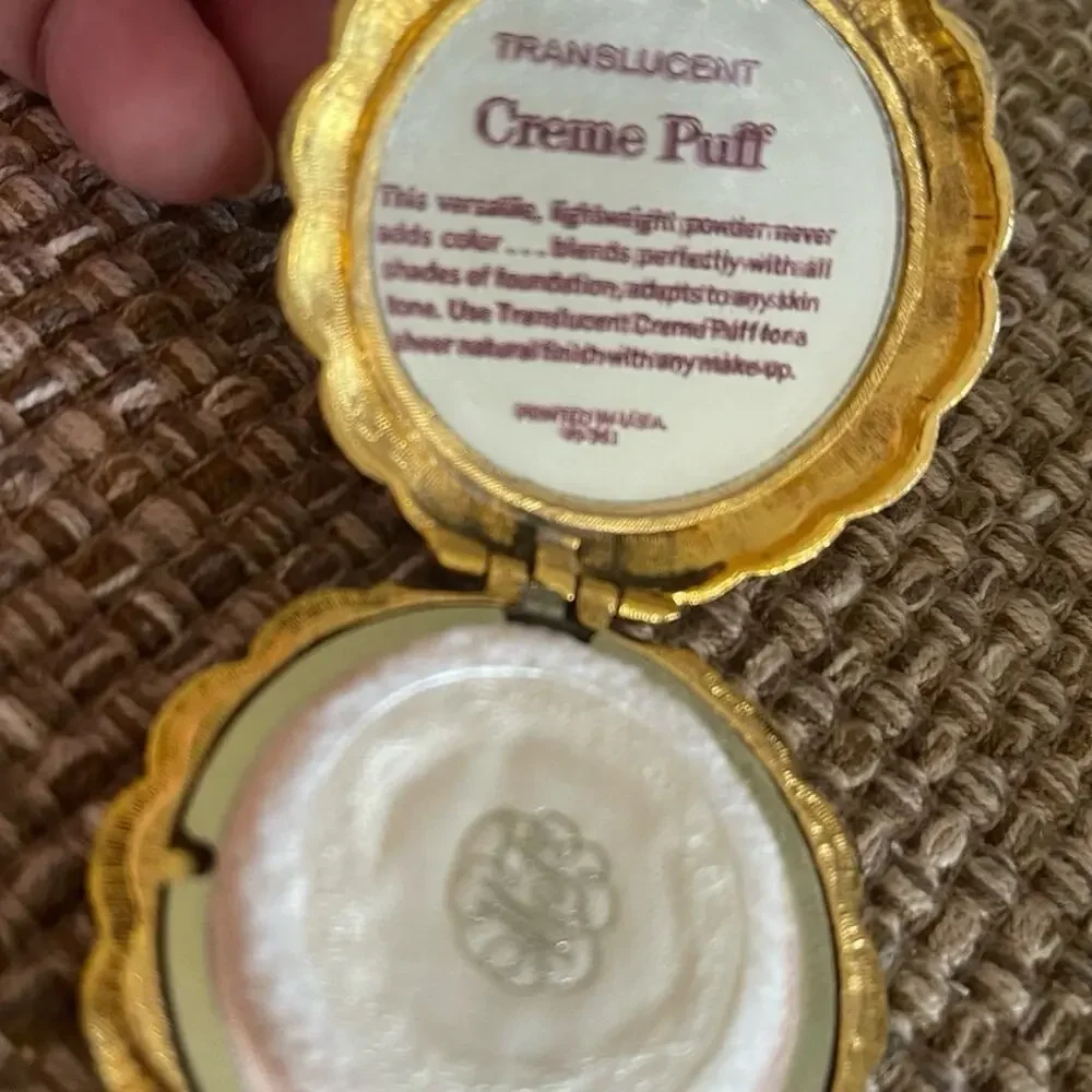 Vintage Max Factor gold Compact face powder pendant